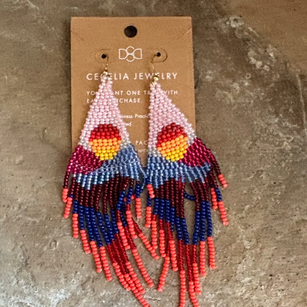 Colorful Beaded Earrings - Picture 1 of 3